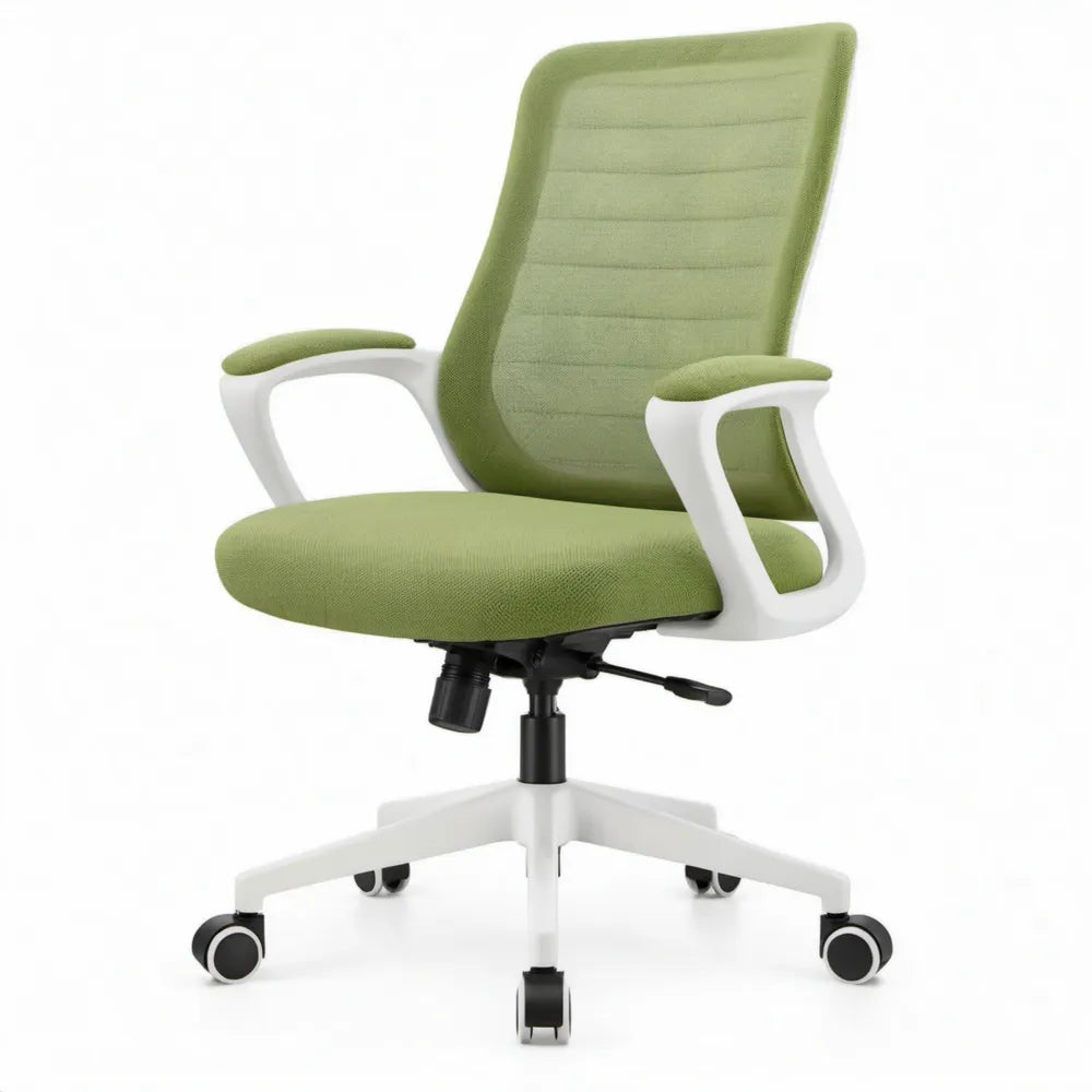 Ergonomische bureaustoel met wielen, lichtgroen/wit/zwart, 62 x 62 x 92-102 cm