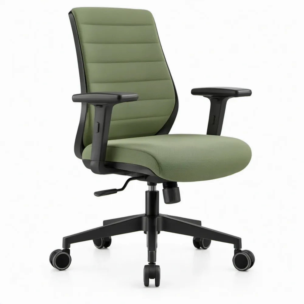 Groene en zwarte bureaustoel met hoge rugleuning, verstelbare armleuningen en wielen, 65 x 65 x 105-115 cm