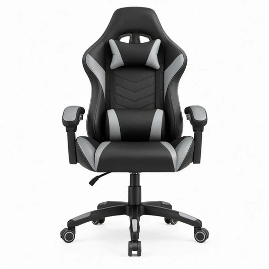 Verstelbare gamingstoel van PU-kunstleer, zwart/grijs, 65 x 65 x 123-133 cm