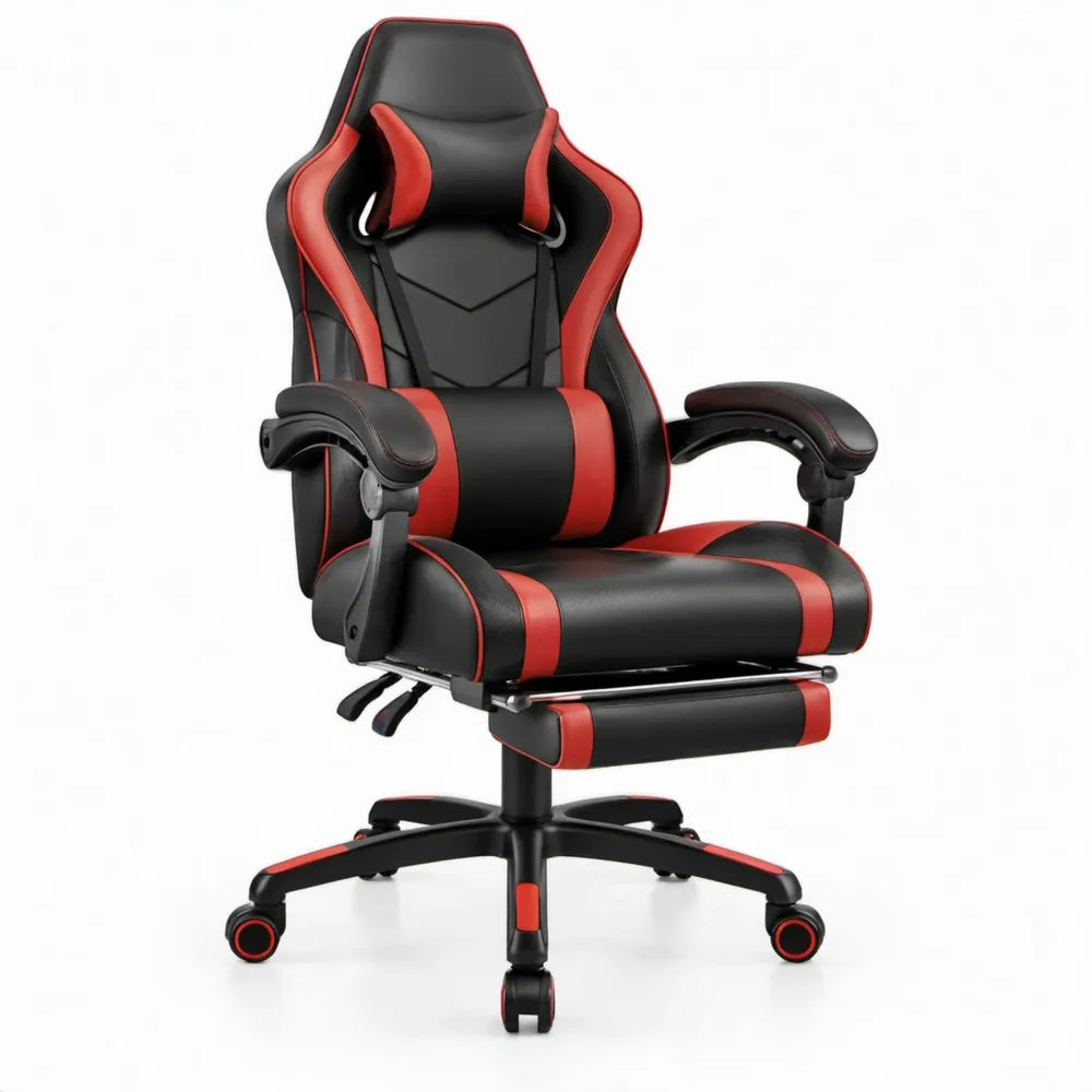 Verstelbare gamingstoel 66 x 66 x 124-134 cm zwart/rood PU-kunstleer