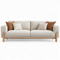 3-zitsbank 210 x 88 x 82 cm crème polyester met poten van massief rubberhout