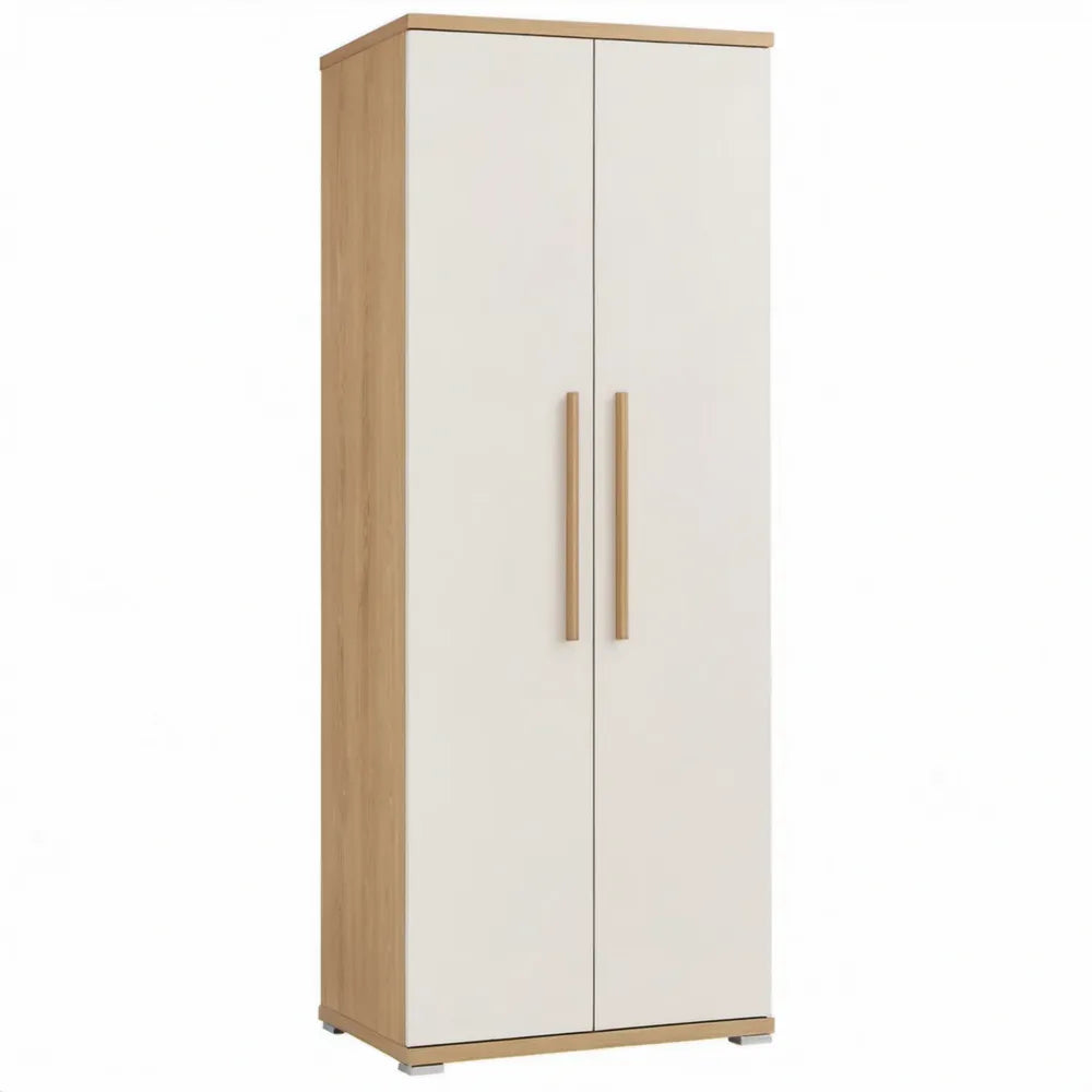 2-deurs garderobekast 80 x 52 x 180 cm wit en eikdecor