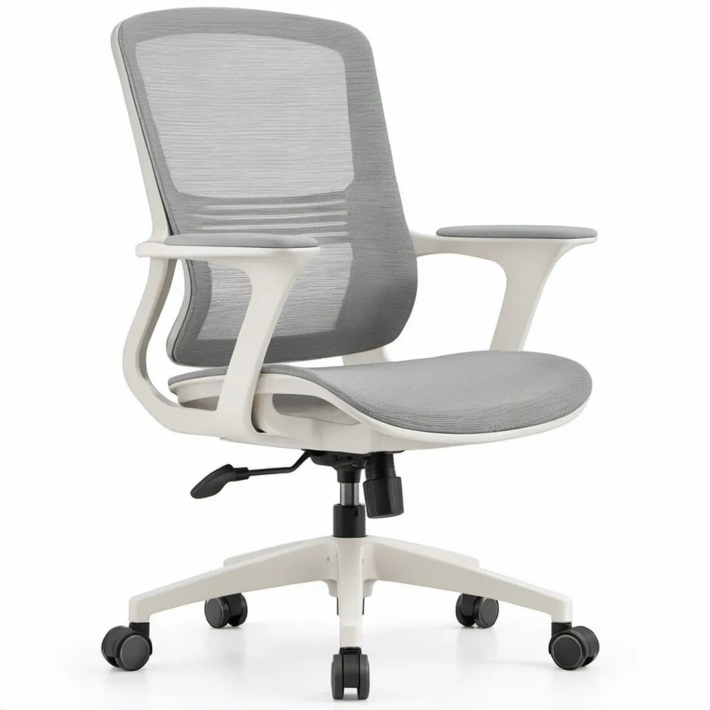Ergonomische draaibare bureaustoel met armleuningen, grijs/wit, 60 x 60 x 88-98 cm
