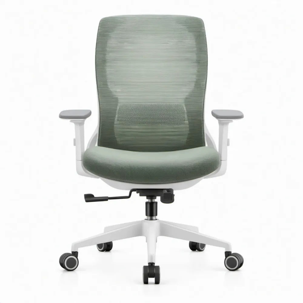Ergonomische bureaustoel met verstelbare armleuningen, 64 x 64 x 98-108 cm, groen/wit