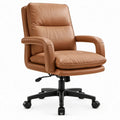Bruine PU-kunstleren bureaustoel met hoge rugleuning en armleuningen, 66 x 70 x 102-112 cm