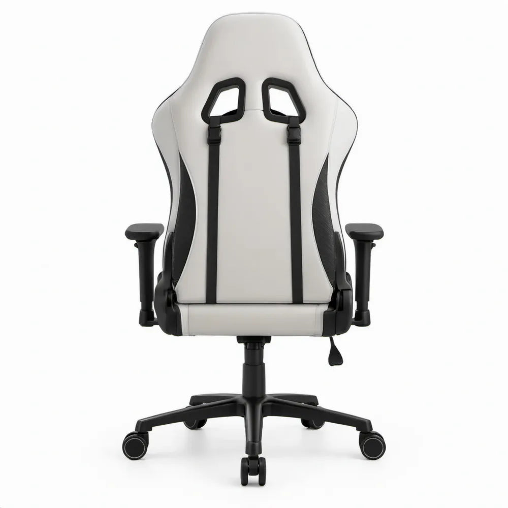 Gamingbureaustoel wit/zwart met verstelbare armleuningen, 70 x 70 x 122-132 cm